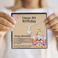 Thumbnail for Necklace Chain Happy 8th Birthday Necklace Gift for 8 Year Old Birthday Girl, Necklace for Daughter's 8th Birthday, Alluring Beauty You are Stronger Than You Seem Standard Box