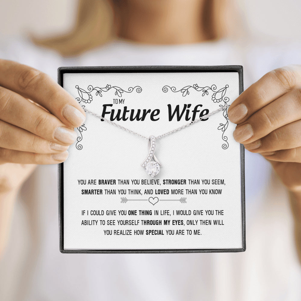 On Cloud Nine Gifts To My Future Wife Loved More Than You Know Alluring Beauty Necklace with Message Card and Gift Box Included. Gift for Girlfriend or Fiance.