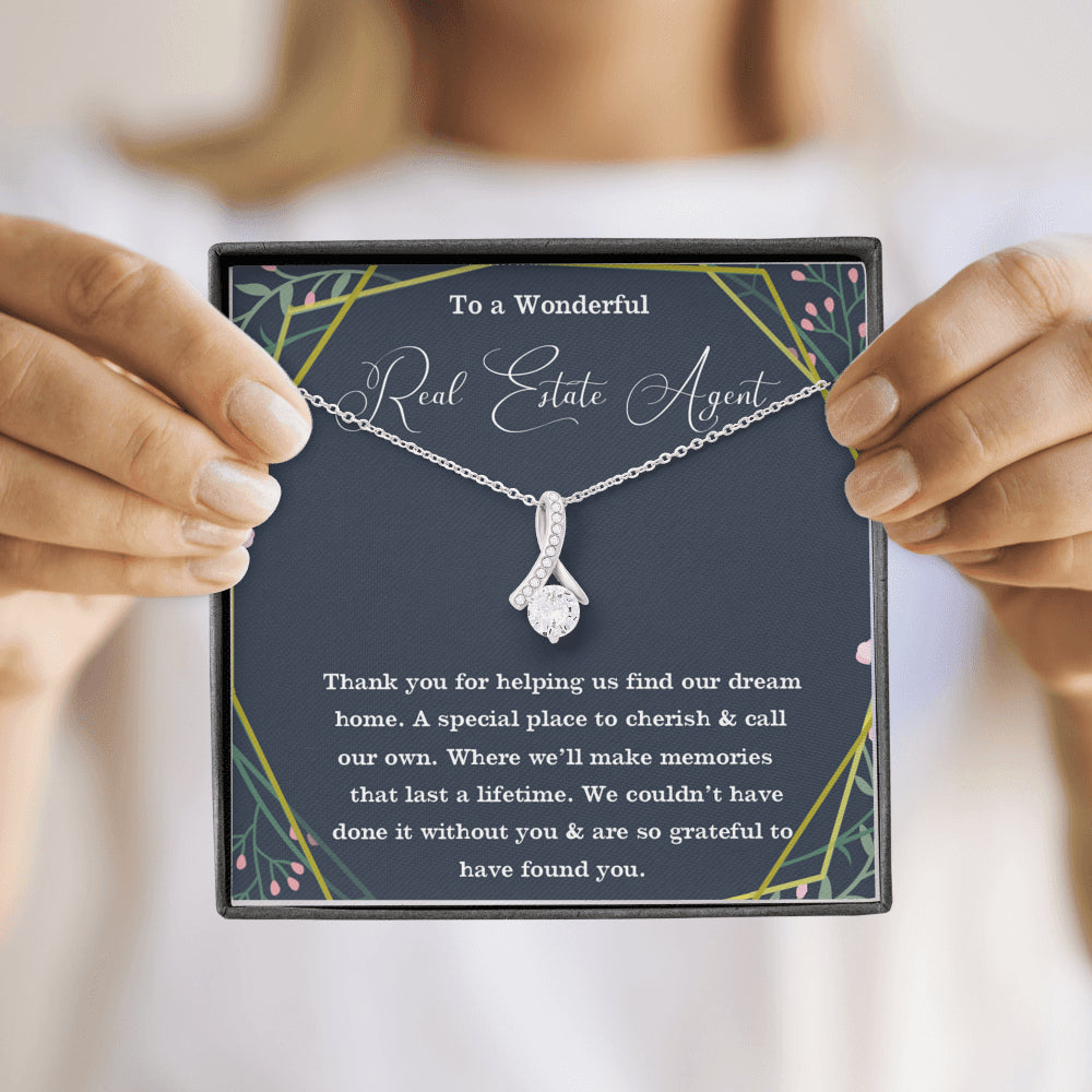 Personalized Thank You Gift to Real Estate Agent, Realtor Gift Necklace, Real Estate Agent Gift, Realtor Necklace, Escrow Closing Gift, On Christmas, Birthday