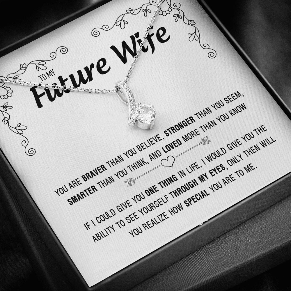 On Cloud Nine Gifts To My Future Wife Loved More Than You Know Alluring Beauty Necklace with Message Card and Gift Box Included. Gift for Girlfriend or Fiance.