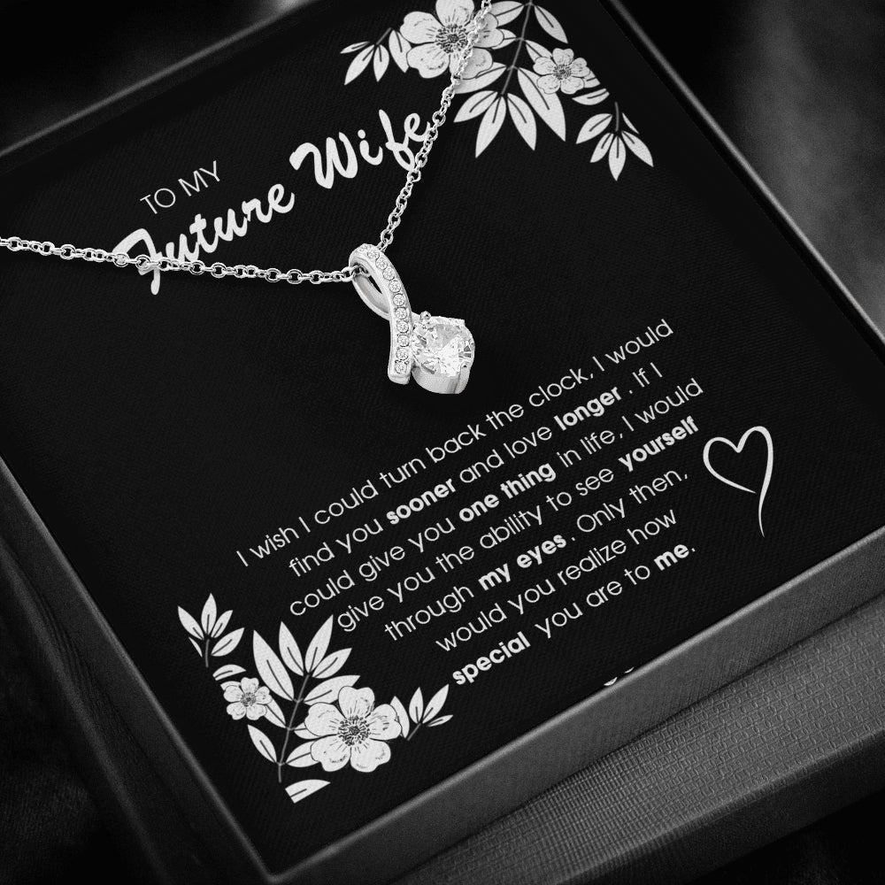 On Cloud Nine Gifts To My Future Wife Find You Sooner Alluring Beauty Necklace with Message Card and Gift Box Included. Gift for Girlfriend or Fiance.