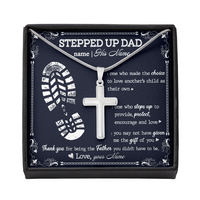 Thumbnail for Personalized to my stepped dad necklace, thank you for being the father you didn't have to me Stainless Steel Cross Necklace