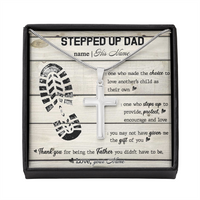 Thumbnail for Personalized to my stepped up dad Stainless Steel Cross Necklace, thank you for being the father you didn't have to be necklace