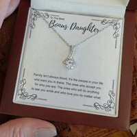 Thumbnail for to the best bonus daughter necklace, family isn't always blood ALLURING BEAUTY necklace, gift to my bonus daughter