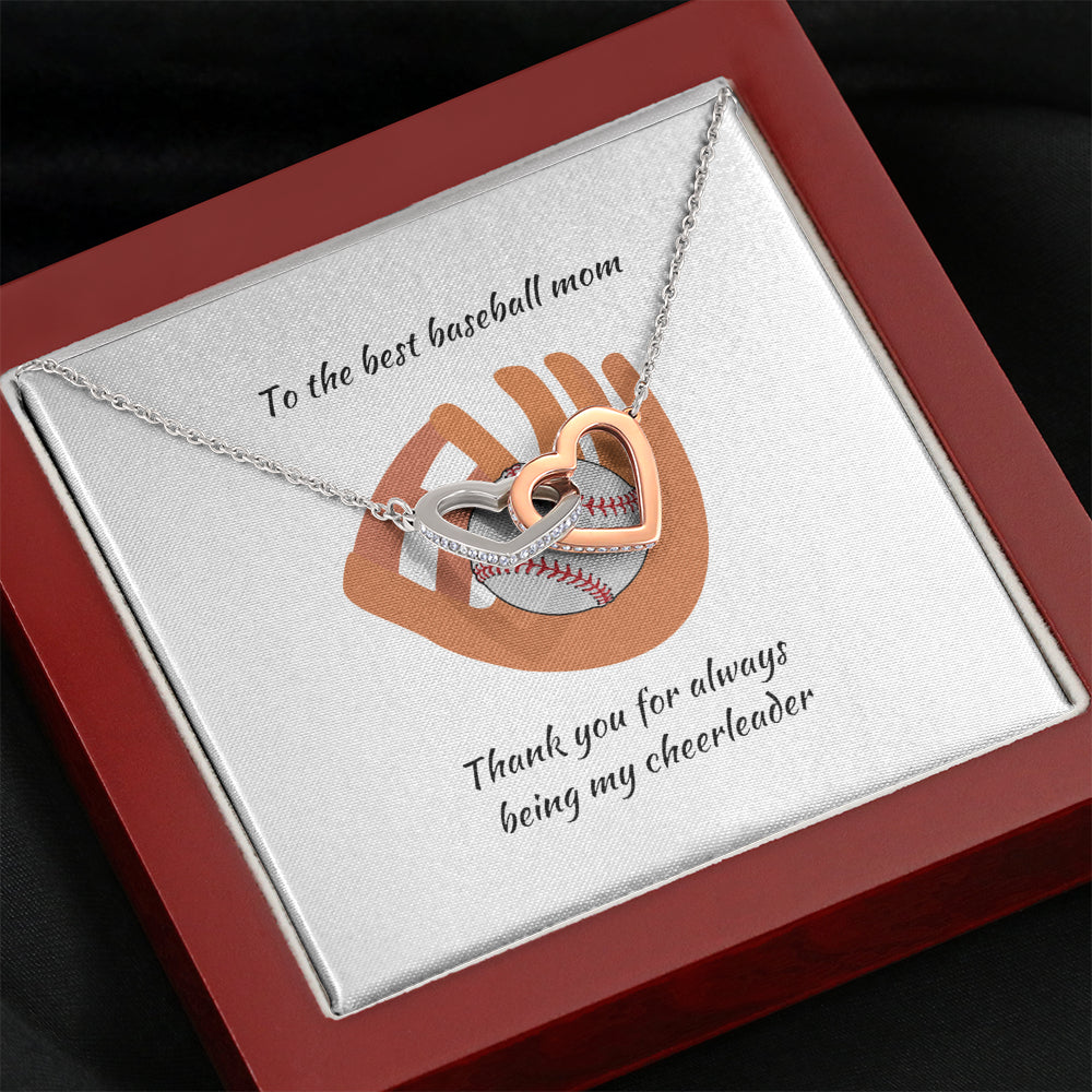 Inspirational Mom Necklace - Necklace for Mom - Gift Necklace with Message Card to Baseball Mom Interlocking Hearts Necklace On Birthday, Christmas St