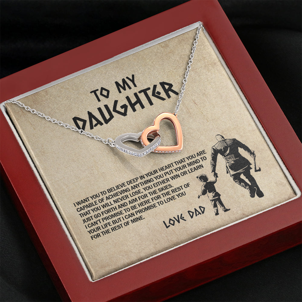 From Viking Dad To My Daughter I Want You To Believe Deep In Your Heart Joined Interlocking Hearts Pendant Necklace; Gift for Birthday,Christmas,Valentine's Day,Mother's day,Father's Day,Thanksgiving