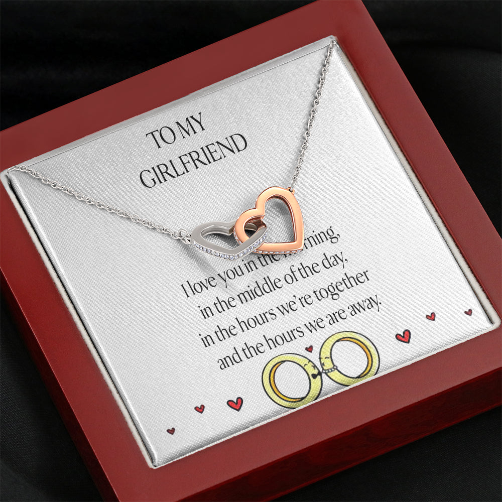AZTeam Interlocked Heart Necklace to My Girlfriend I Love You in The Morning, Romantic Gifts for Girlfriend, Best Simple Gifts for Girlfriend, Jewelry for Girlfriend, Creative Birthday Gifts for her