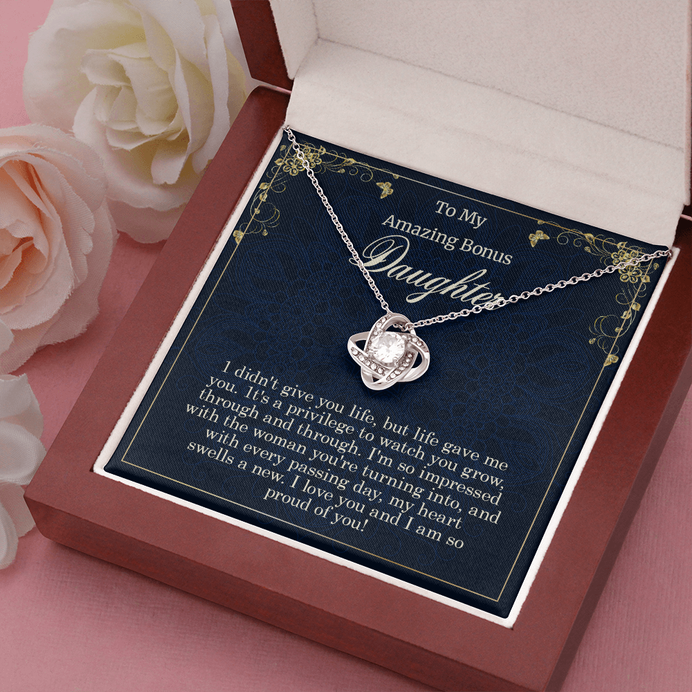 to my amazing bonus daughter necklace, i didn't give you life but life gave me you The Love Knot Necklace, gift to my bonus daughter