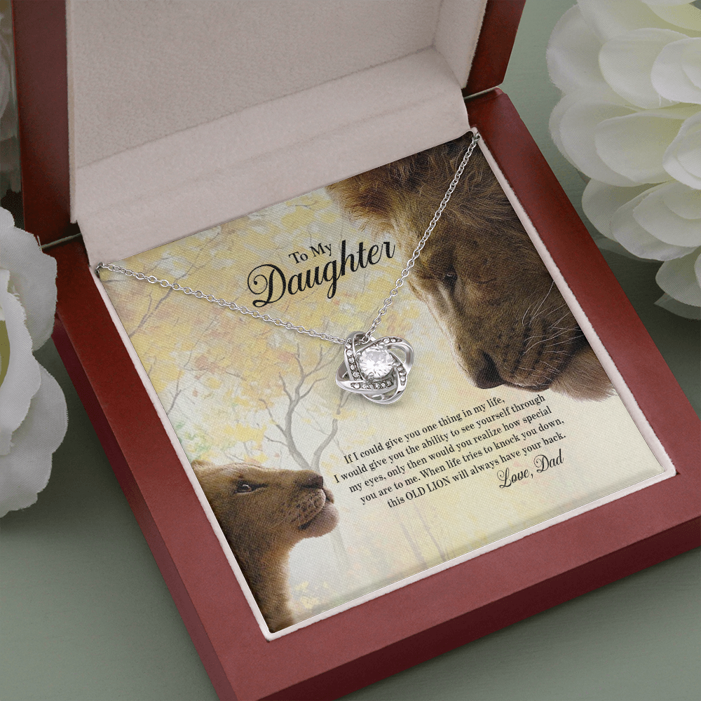 Lion Dad To My Daughter If I Could Give You One Thing In My Life Heartfelt Card Love Knot Necklace, Jewelry Necklace, Gift Necklace With Message Card And