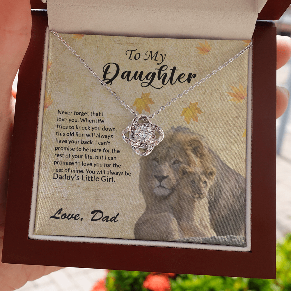 to my daughter necklace, you will always be daddy's little girl the love knot necklace