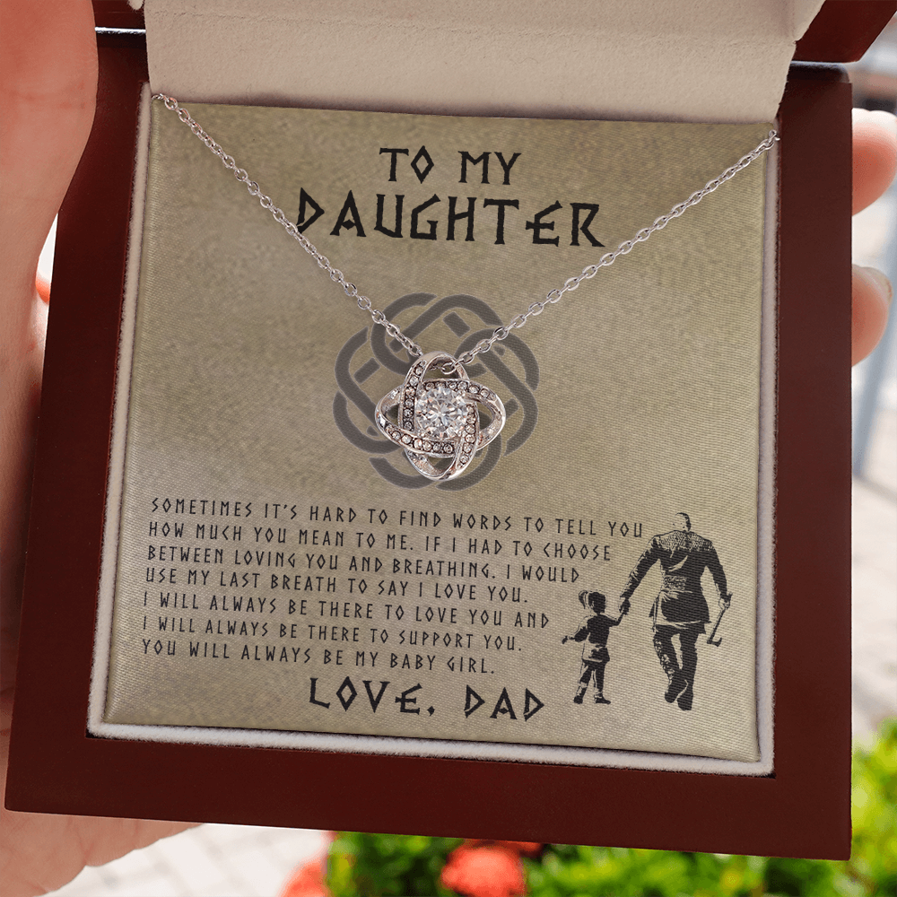 to my daughter necklace from dad, i will always be there to love you the love knot necklace