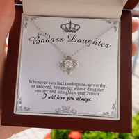 Thumbnail for to my badass daughter necklace, remember whose daughter you are and straighten your crown the love knot necklace