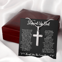 Thumbnail for to my stepped up dad necklace, you're always been there when i need Stainless Steel Cross Necklace