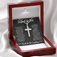 Thumbnail for to my stepped up dad necklace, you're always been there when i need Stainless Steel Cross Necklace