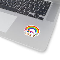 Thumbnail for Straight Ally Pride Progress Flag Vinyl Sticker (Waterproof) Rainbow and Black and White Stripes Flag