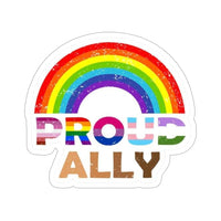 Thumbnail for Straight Ally Pride Flag Vinyl Sticker (Waterproof) Rainbow and Black and White Stripes Flag