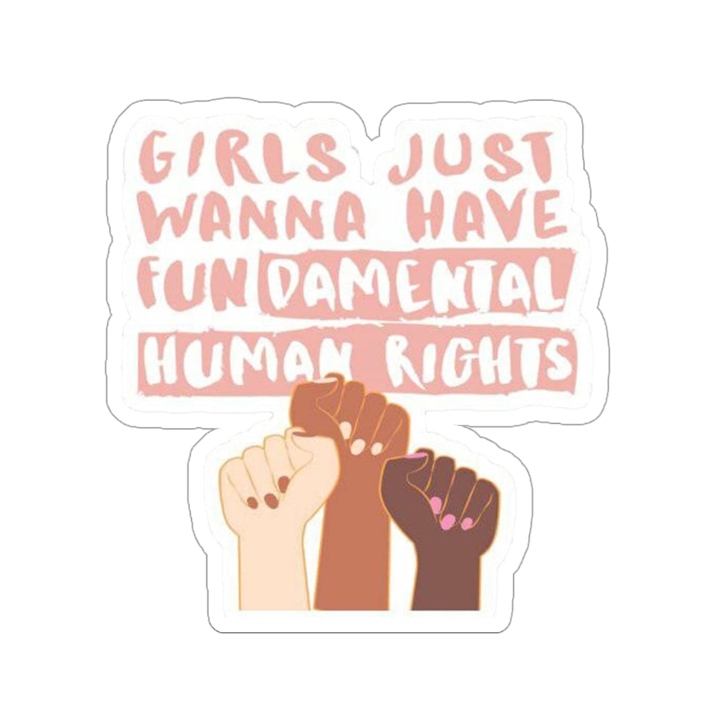 Feminist Girls Just Wanna Have Fundamental Rights Sticker Women's Rights Empower Womenaptop Sticker Feminist Sticker, Laptop Decals, Feminist Sticker, Funny Sticker!