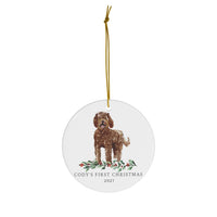 Thumbnail for Cody's First Christmas 2021 Doodle Christmas Ornament, Brown Doodle, Brown Golden Doodle, Labradoodle, Dog Ornament, Gift for Golden Doodle Owner, Personalized Ornament