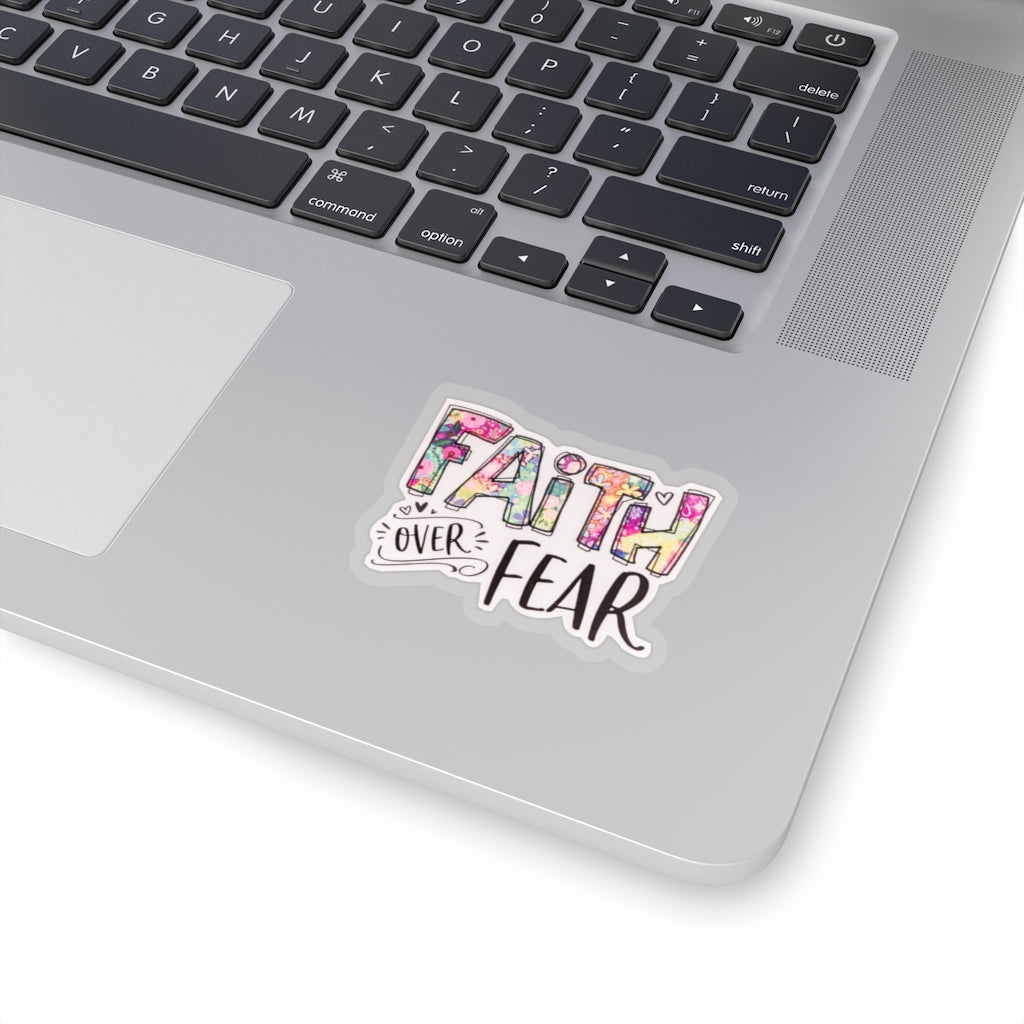 Faith Over Fear Clear Sticker Perfect for Bible Scrapbooking, Christian Decal, Clear Vinyl Sticker, Bible Journal Stickers, Hydroflask Label, Water Bottle Sticker, Proverbs Decal