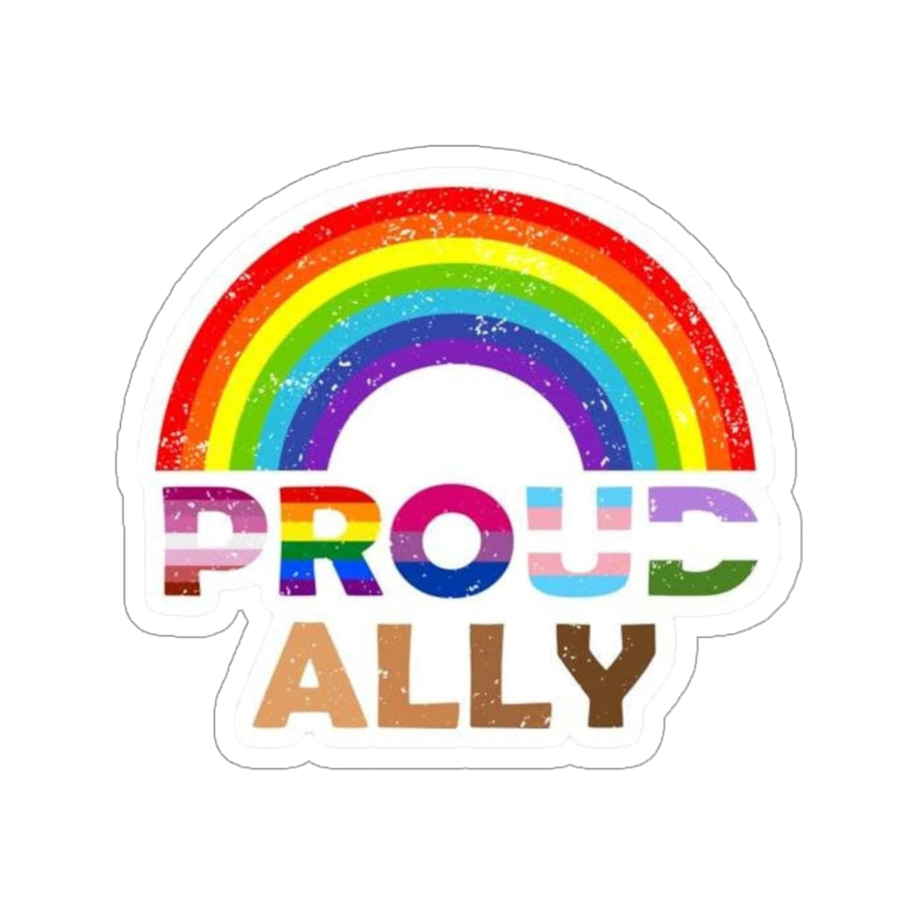 Straight Ally Pride Progress Flag Vinyl Sticker (Waterproof) Rainbow and Black and White Stripes Flag