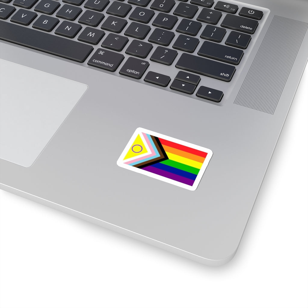 2021 Intersex-Inclusive Progress Pride Sticker LGBTQ+ Pride Flag, Inclusivity, Equality, Decal Sticker (Waterproof) LGBTQ Rainbow, 2" × 2"