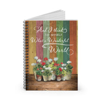 Thumbnail for Present Hippie Floral - I Think to Myself Wonderful World Spiral Notebook - Gift for Mother Father Xmas
