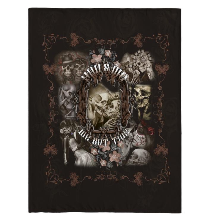 You and Me We Got This – Couple Skull Gift Fleece Blanket – Sherpa Blanket – Woven Blanket Premium Mink Sherpa Blanket 60x80