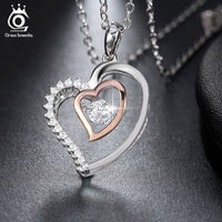 Thumbnail for 925 Silver Double Heart Pendant Necklace for Girlfriend, Wife- Gifts Ideas for her