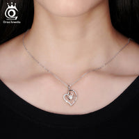 Thumbnail for 925 Silver Double Heart Pendant Necklace for Girlfriend, Wife- Gifts Ideas for her