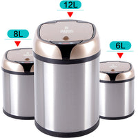 Thumbnail for New Fashion 6L 8L 12L Inductive Type Trash Can Smart Sensor Automatic Kitchen And Toilet Rubbish Bin Stainless Steel Waste Bin