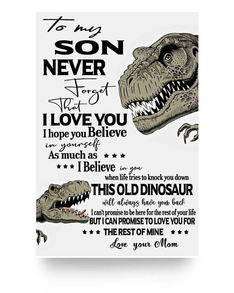 Gifts Poster to My Son Never Forget That I Love You This Old Dinosaur Will Always Have Your Back Art Print Office Gifts Unisex, 16x24 Poster