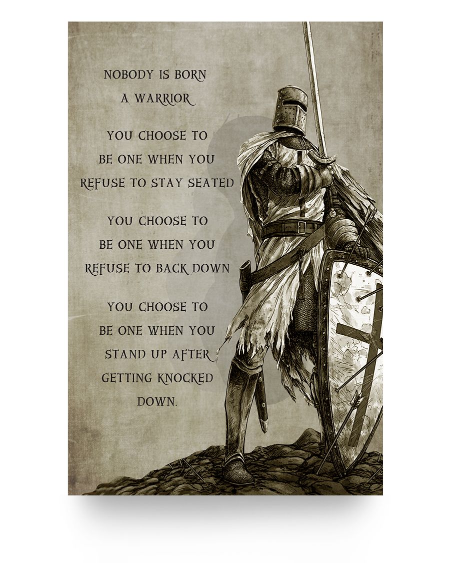 Spartan Poster - Nobody is Born A Warrior Meaningful Poster on Birthday, Wedding, Anniversary, Awesome Birthday Perfect Happy Birthday Gift Decor Bedroom, Living Room Full Size