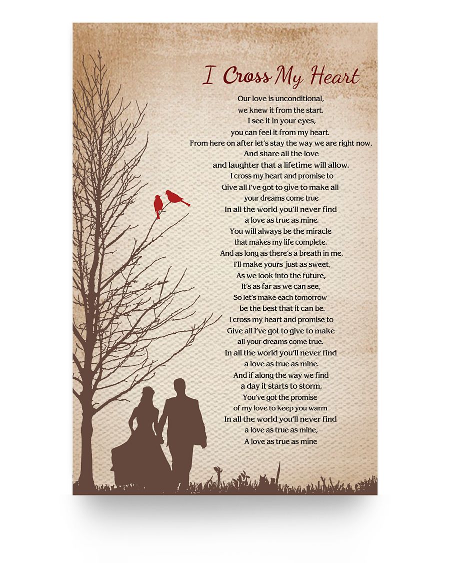 Inspirational to My Wife Poster from Husband I Cross My Heart Lyrics C – AZ  Family Gifts