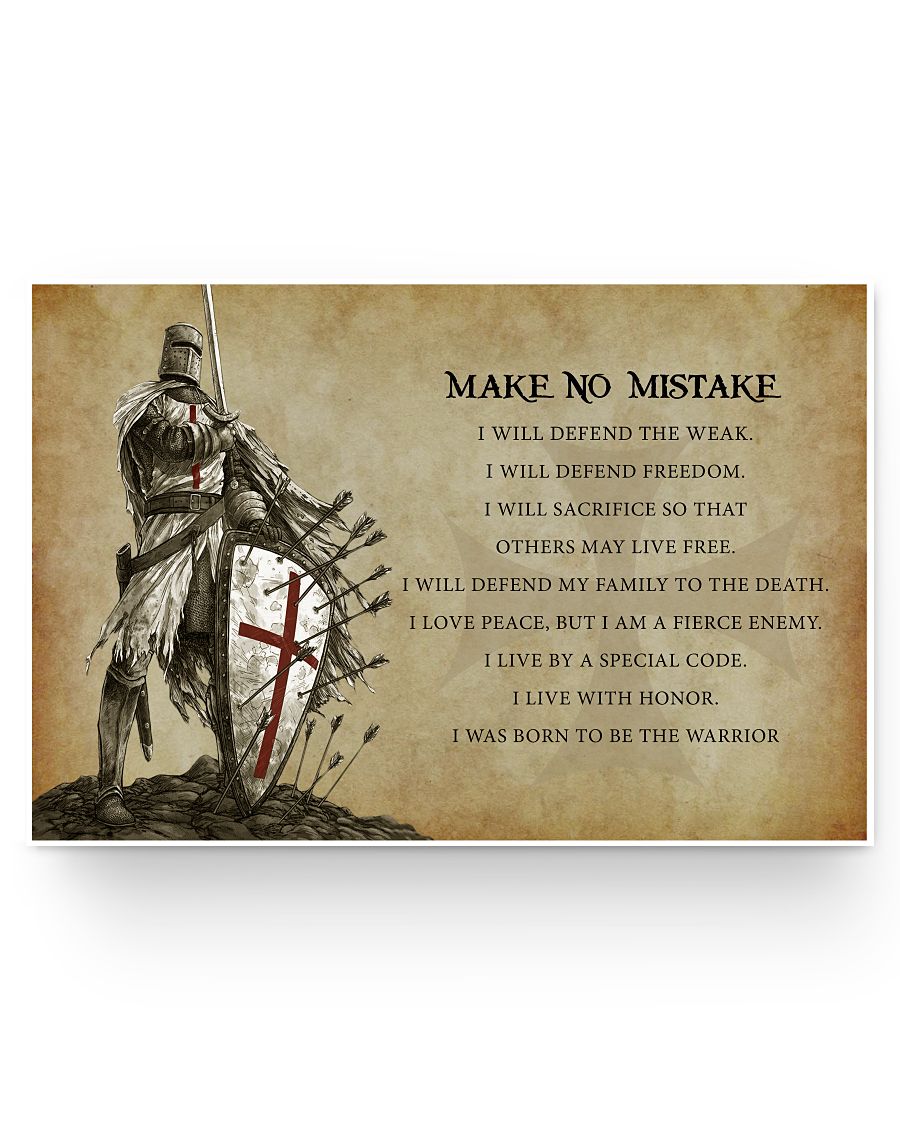 Customized Make NO Mistake - English - Knight Templar Posters Family Friend, Perfect Happy Birthday Gift Decor Bedroom, Living Room Print -White, 36x24 Poster