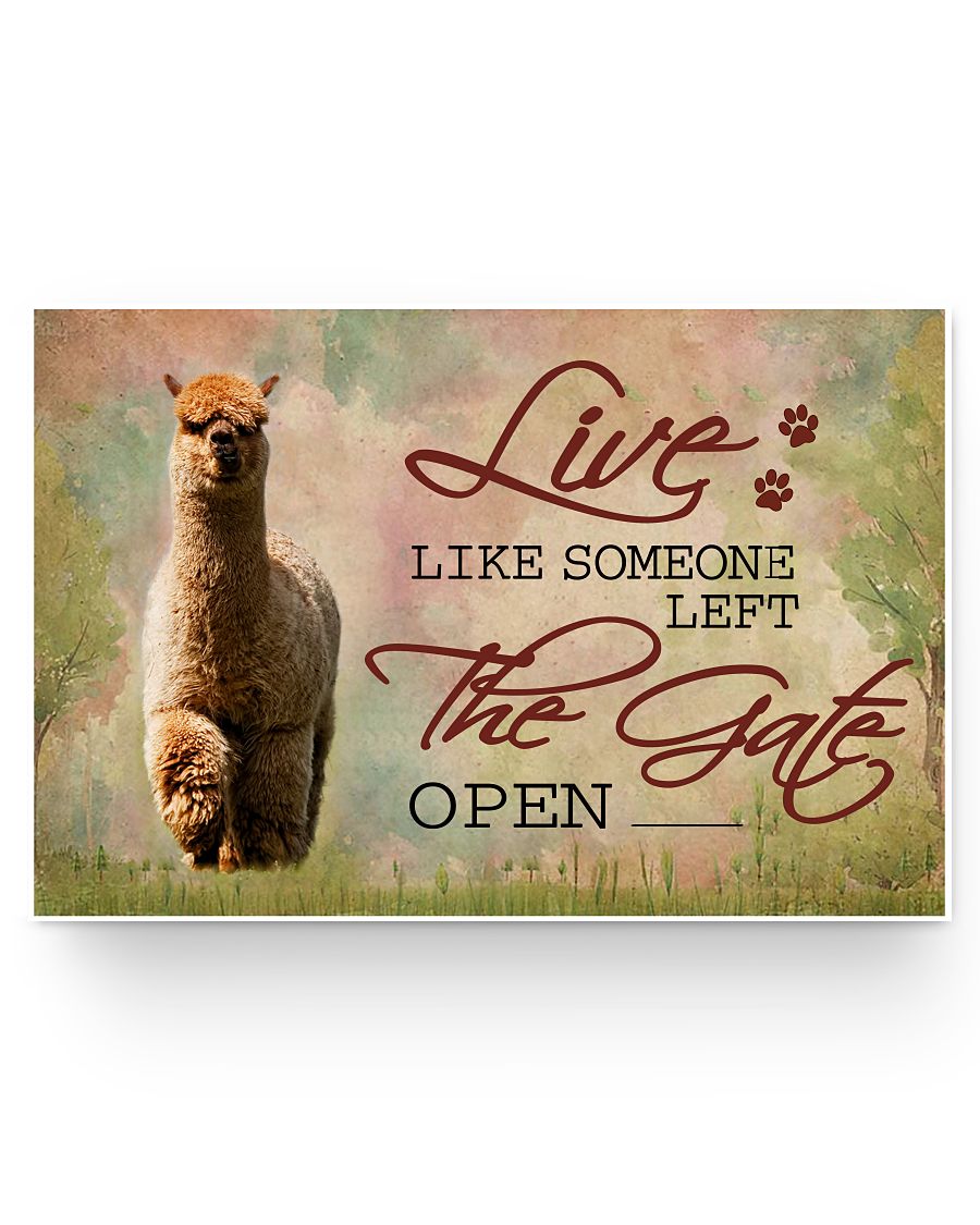 iWow Personalized Poster Cute Alpaca Walking Live Like Someone Left The Gate Open 36x24 Poster