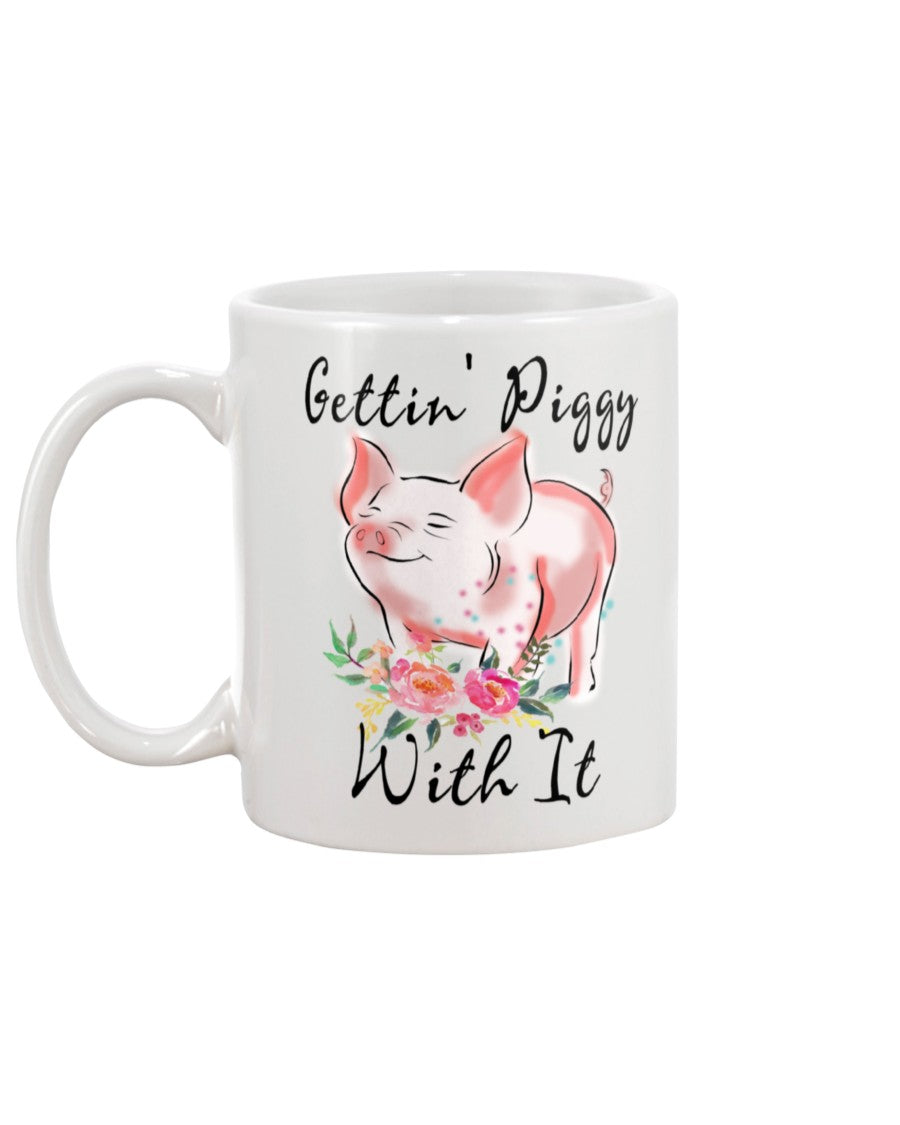 Customized Getting Piggy With It 15 Ounce Coffee Mug, Cute Pig Cup For Her, Funny Pig Coffee Mug, Gift Idea For Her, Pig Lover Coffee Mug For Her Ceramic Gift Coffee Mug On Birthday, Christmas