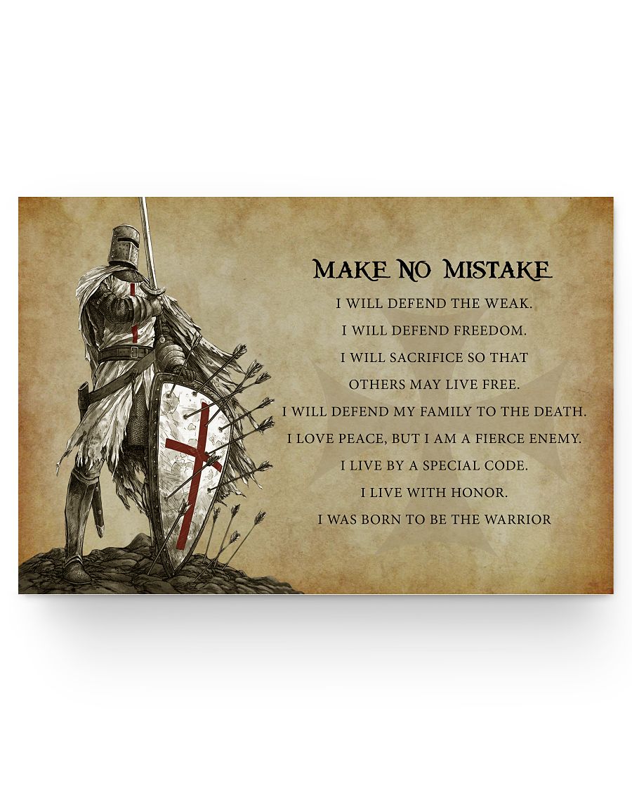 36x24 Poster Customized Make NO Mistake - English - Knight Templar Posters Family Friend, Perfect Happy Birthday Gift Decor Bedroom, Living Room Print