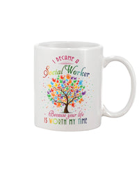 Thumbnail for Gifts Mug I Became A Social Worker Because Your Life Is Worth My Time Ceramic Coffee Mug - Beer Stein - Water Bottle Creative Gift For Family and Friend 11oz