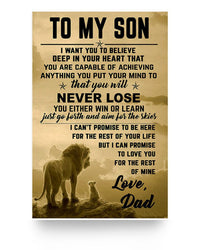 Thumbnail for Customed The Lion King Dad to My Son Promise to Love You Posters Family Friend Gift Unisex, Awesome Birthday Perfect Happy Birthday Gift Decor Bedroom, Living Room Print