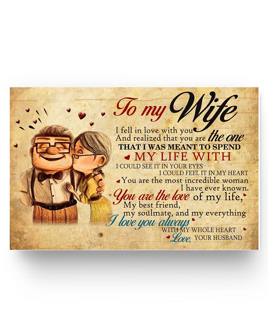 Carl and Ellie, to My Wife, I Love You with My Whole Heart, Unframed Paper Posters Family Friend Gift Unisex, Awesome Birthday Perfect Happy Birthday Gift Decor Bedroom & Living 17x11 Poster