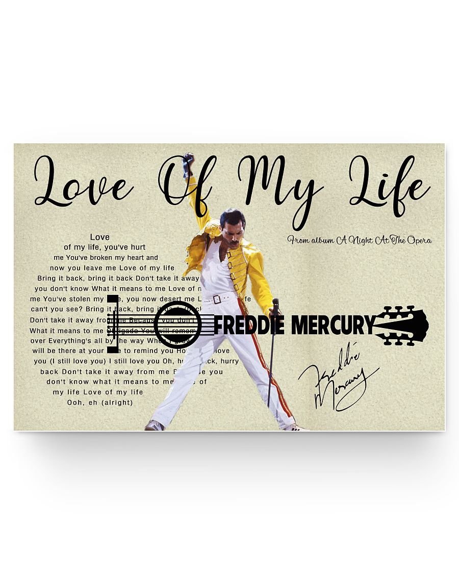 iWow Poster Gifts Love of My Life from Album A Night at The Opera Freddie Mercury Family Friend Gift Unisex, Wedding, Anniversary, Awesome Birthday Perfect Happy Birthday Decor Bedroom, Living Room36x24 Poster