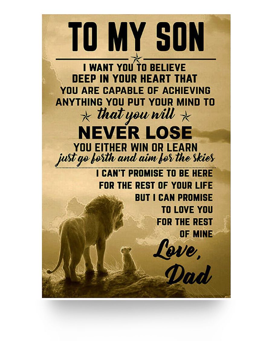 Customed The Lion King Dad to My Son Promise to Love You Posters Family Friend Gift Unisex, Awesome Birthday Perfect Happy Birthday Gift Decor Bedroom, Living Room Print