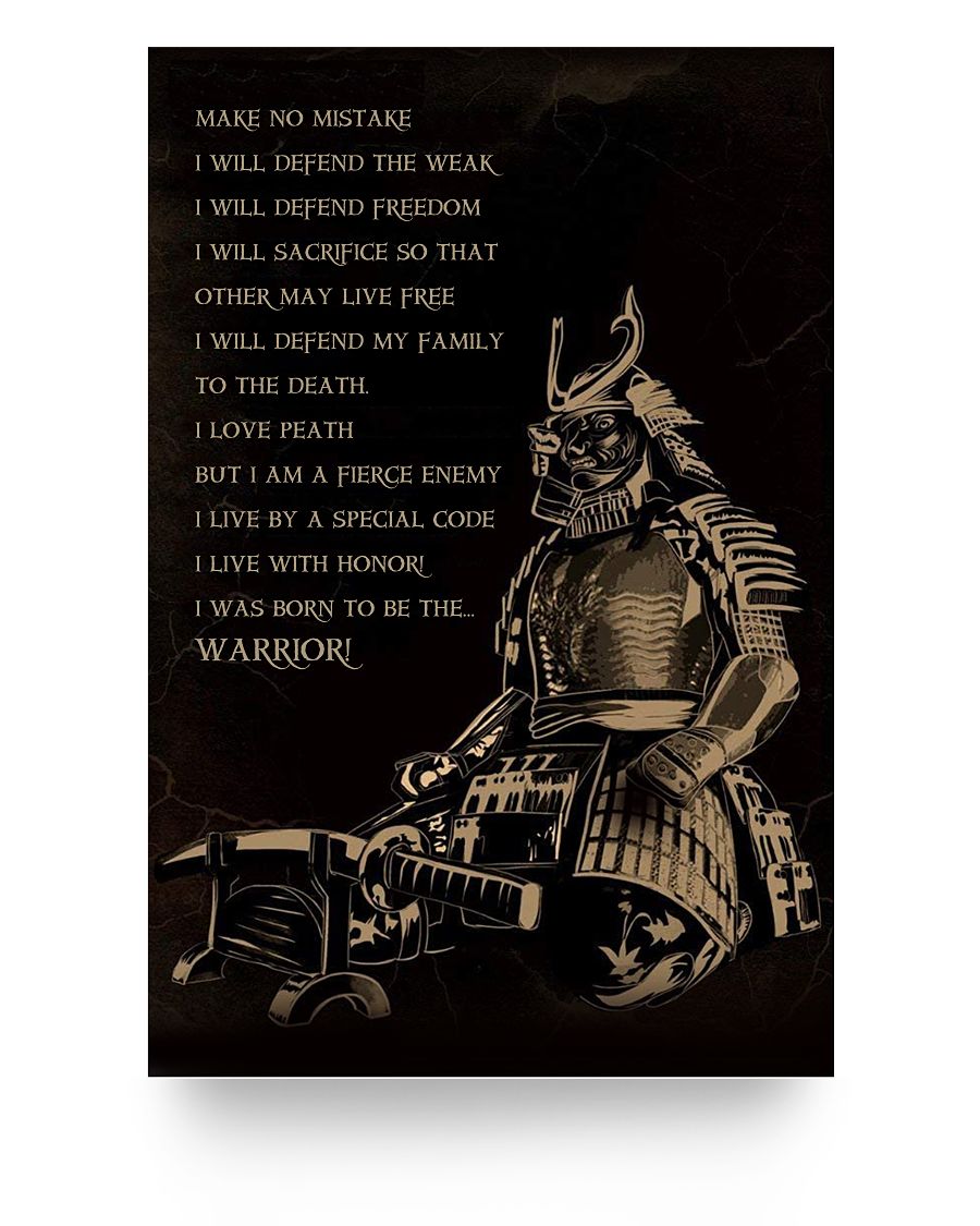 24x36 PosterSamurai Poster - I was Born to Be The Warrior Meaningful Poster on Birthday, Wedding, Anniversary, Awesome Birthday Perfect Happy Birthday Gift Decor Bedroom, Living Room Full Size